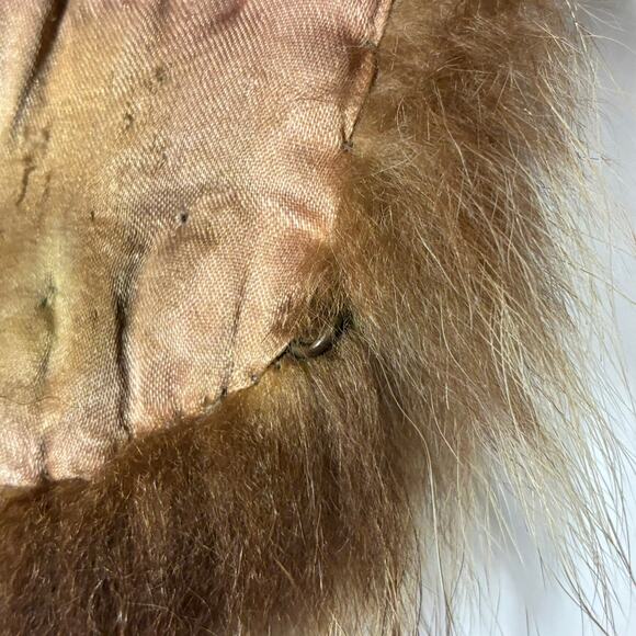Real Fur Collar Scarf Wrap Shawl Stole Brown Coyote Genuine Winter Vintage - Picture 8 of 14